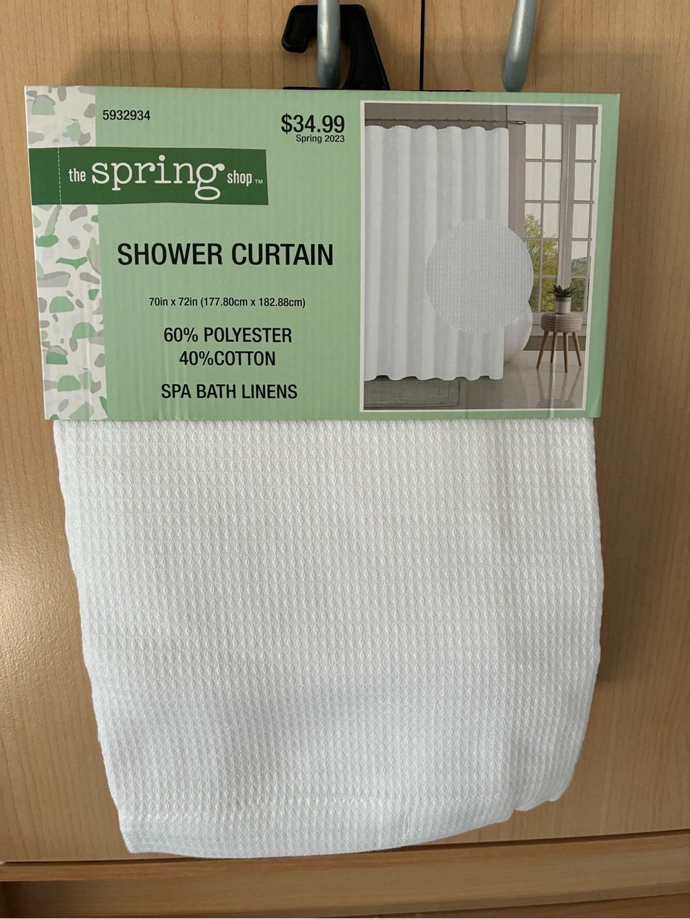 The Spring Shop White Waffle-Texture Shower Curtain NWT!